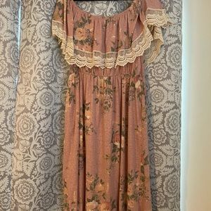 Pink Blush off the Shoulder Maternity Dress